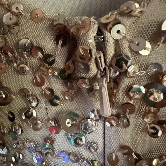 NWT Adrianna Papell Gold Sequin Full Length Gown - Picture 11 of 16